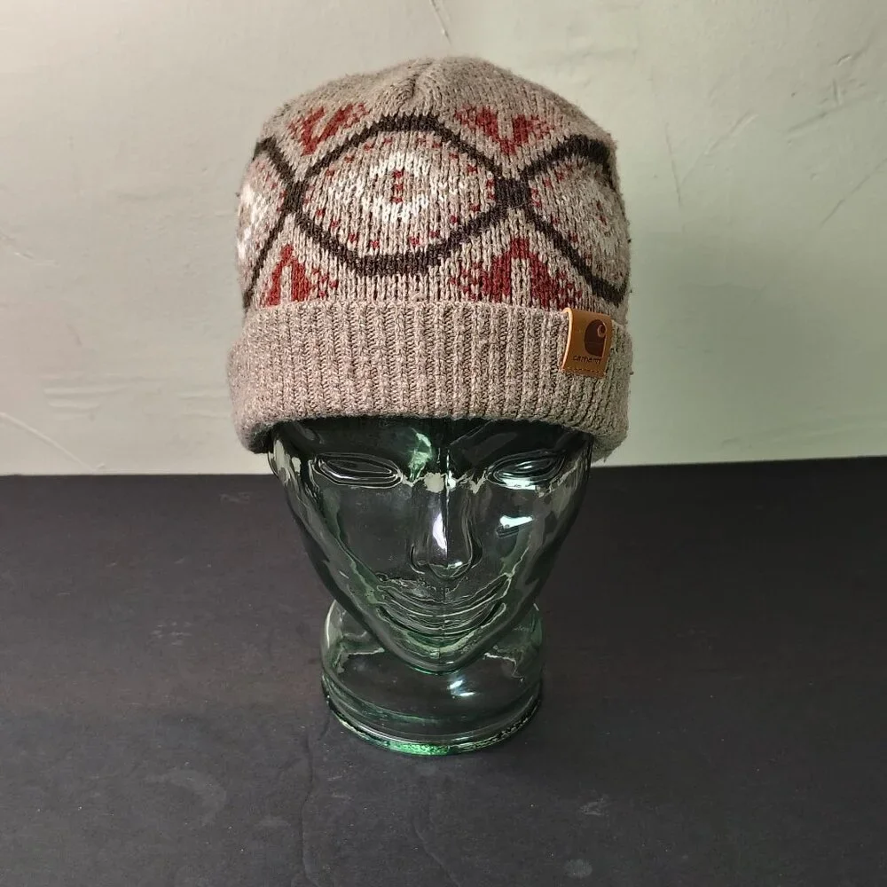 Carhartt Womens Springvale Beanie Hat Cap Desert Heather Knit Cuff Fair‎ Isle